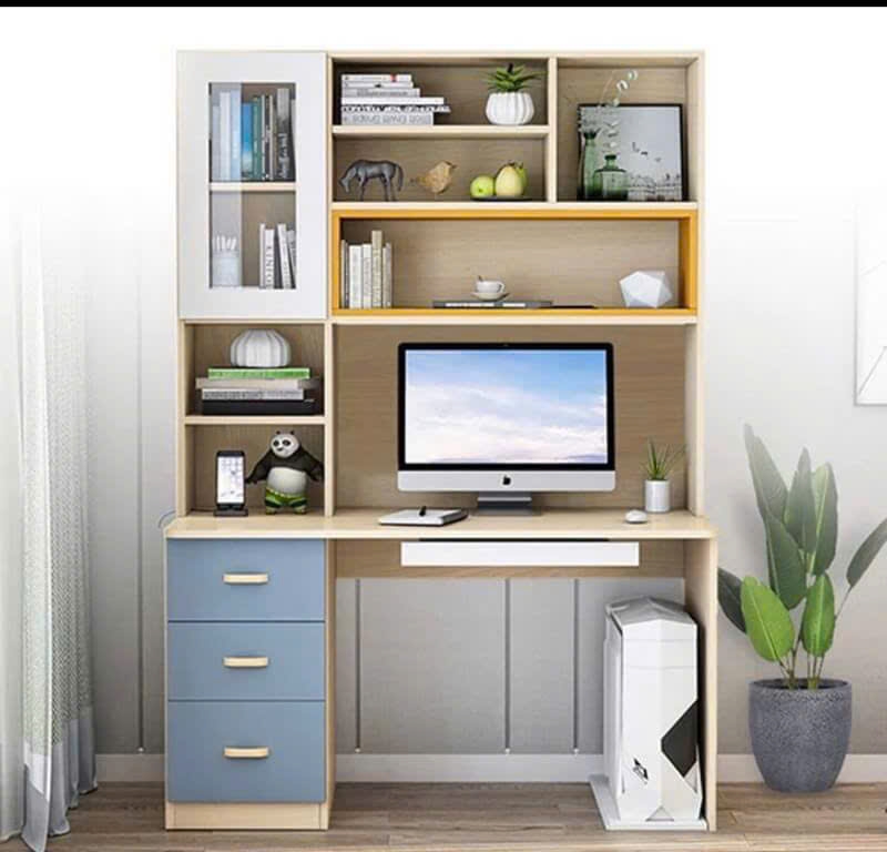 Bàn máy tính MDF tích hợp kệ sách đa năng