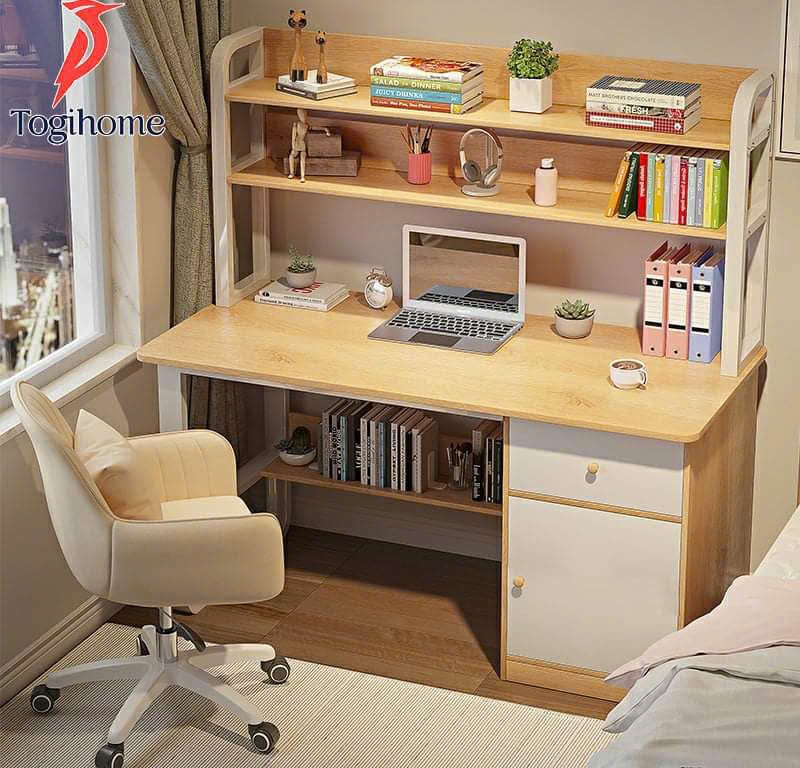 Bàn học MDF khung chân sắt hiện đại