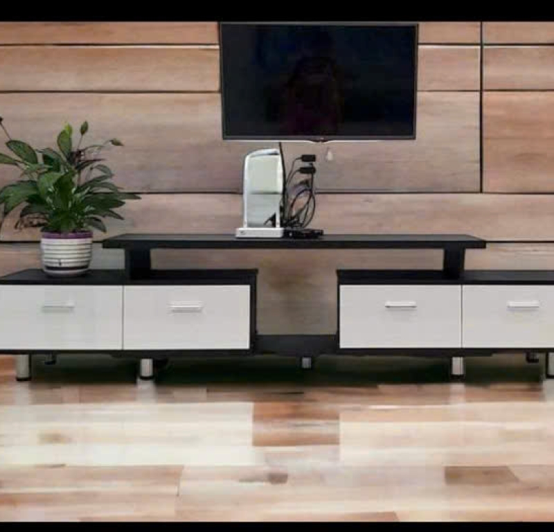Kệ tivi MDF bệt sàn hiện đại tông đen - trắng