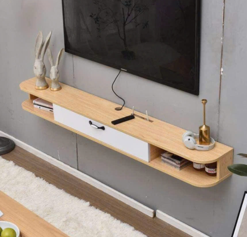 Kệ tivi MDF treo tường dáng mỏng tinh tế cho phòng ngủ