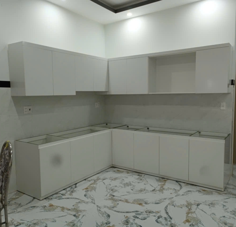 Tủ bếp Acrylic Trắng Tinh Khôi (Chữ L)