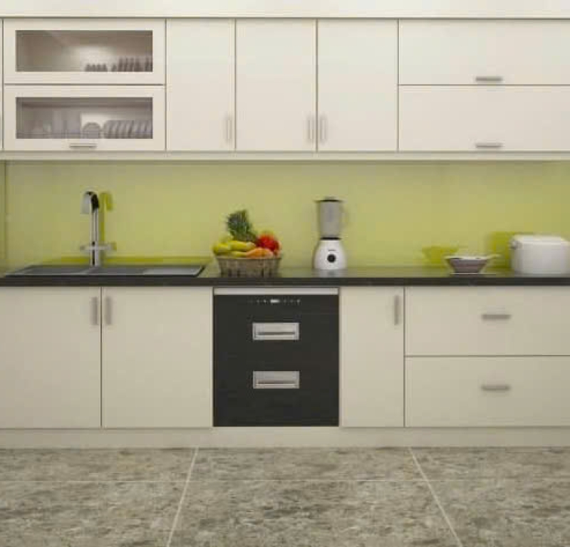 Tủ bếp MDF Màu Kem Beige