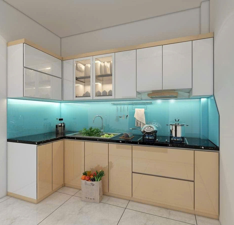Tủ bếp MDF Luxury Màu Champagne
