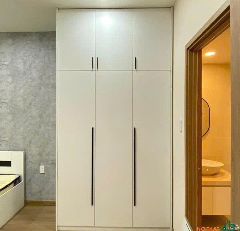 Tủ áo MDF kịch trần 3 cánh mở màu trắng tối giản (Minimalist)