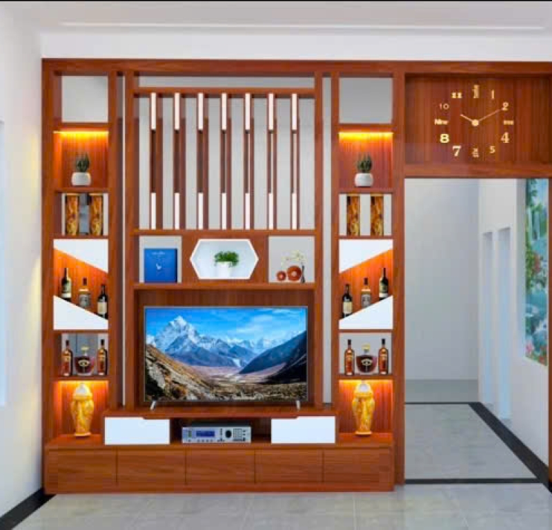 Vách ngăn MDF tích hợp đèn LED trang trí